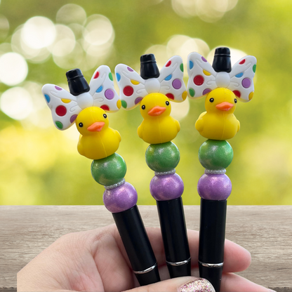 Ducky with Bow Silicone Bead Pen