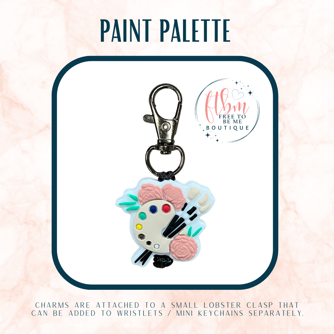 Paint Palette with Roses Charm