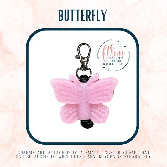 Butterfly Charm | Glitter Pink