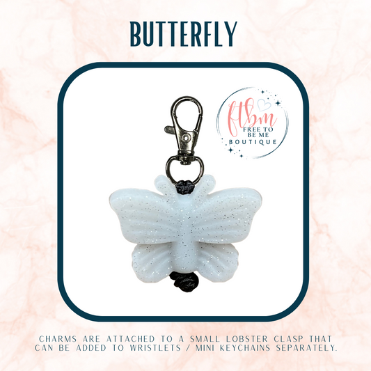Butterfly Charm | Glitter White