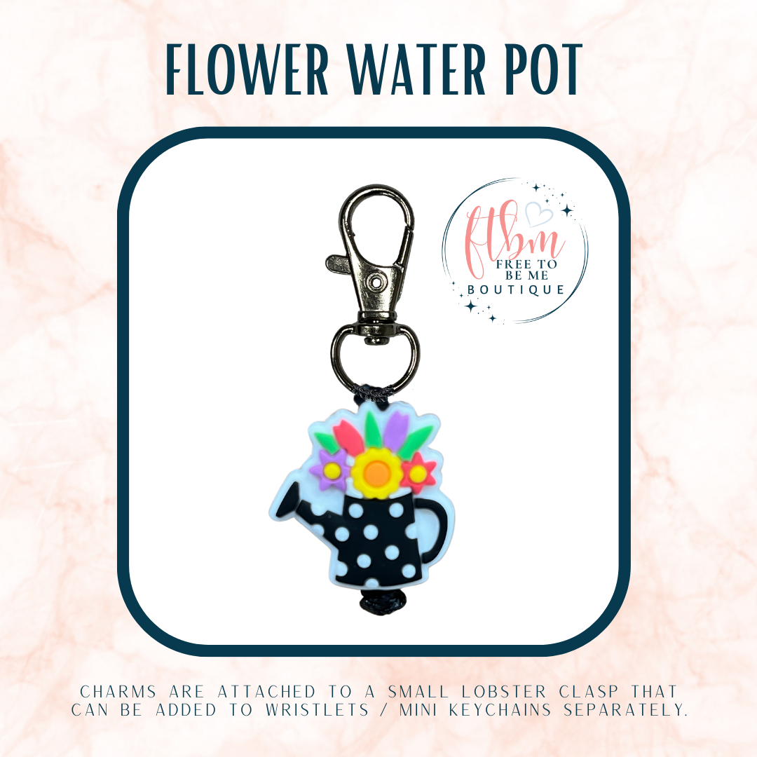 Flower Water Pot Charm | Black