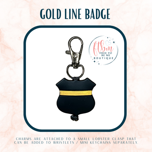 Gold Line Dispatch Badge Charm