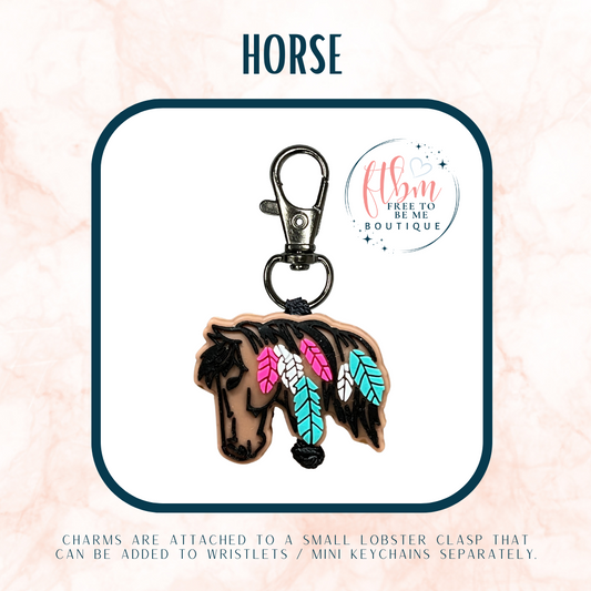 Horse w/ Feathers Charm