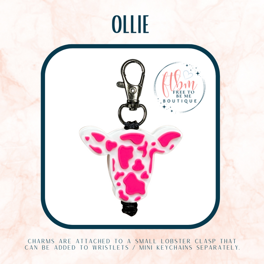 Ollie the Cow Charm | Hot Pink