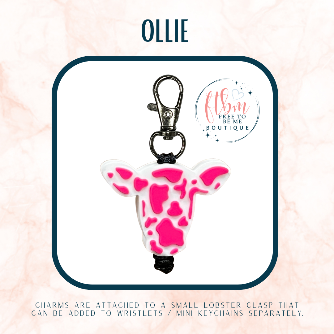 Ollie the Cow Charm | Hot Pink