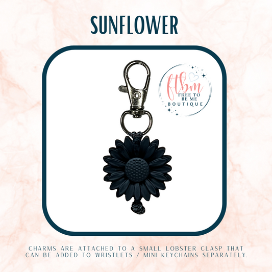 Large Black Sunflower Charm