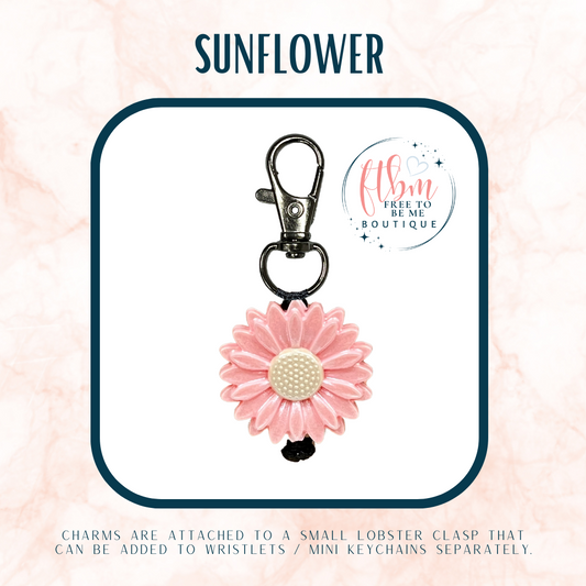 Large Opal Pink Sunflower Charm