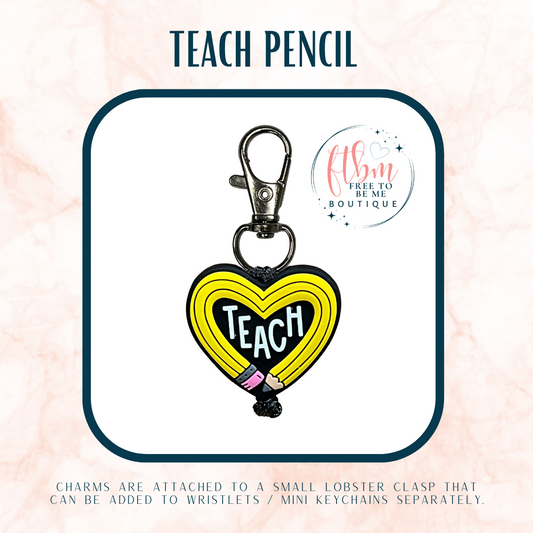 Teach Pencil Heart Charm