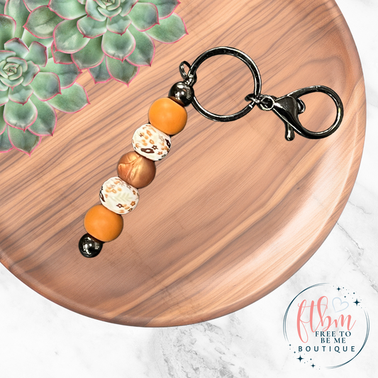Fall Floral Silicone Bead Keychain