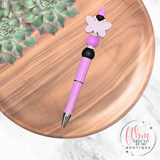 Lilac Butterfly Silicone Bead Pen