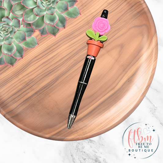 Pink Flower Silicone Bead Pen