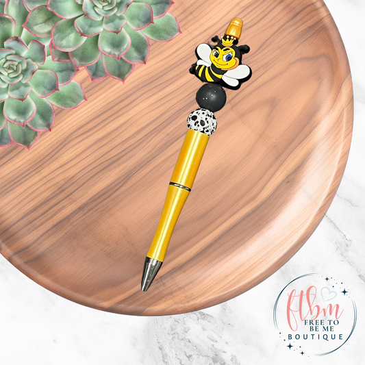 Queen Bee Silicone Bead Yellow Pearl Pen