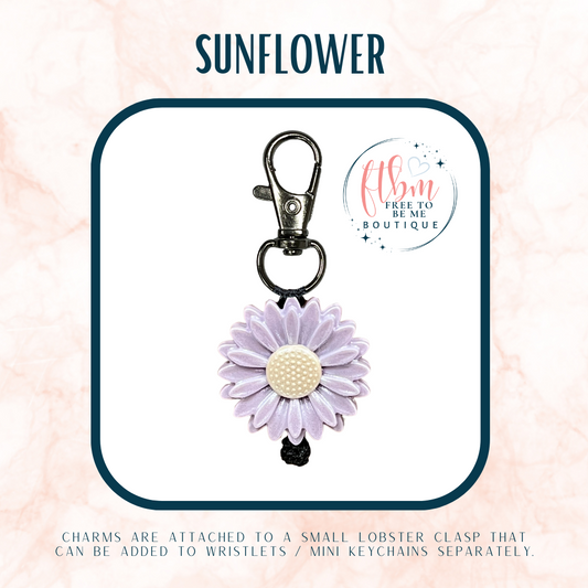 Large Opal Lilac Sunflower Charm