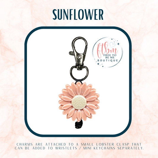 Large Opal Rose Gold Sunflower Charm