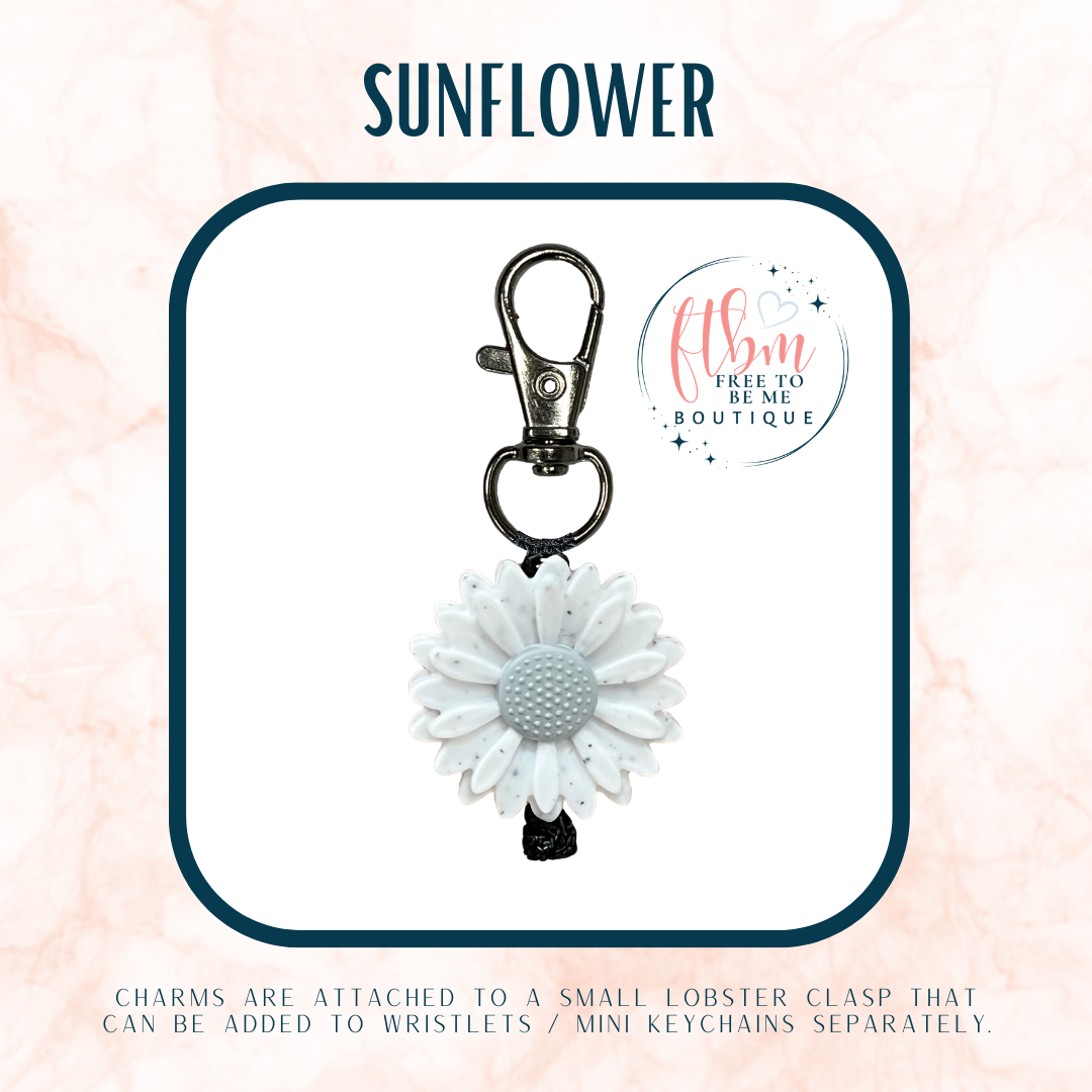 Large White Speckled Sunflower Charm