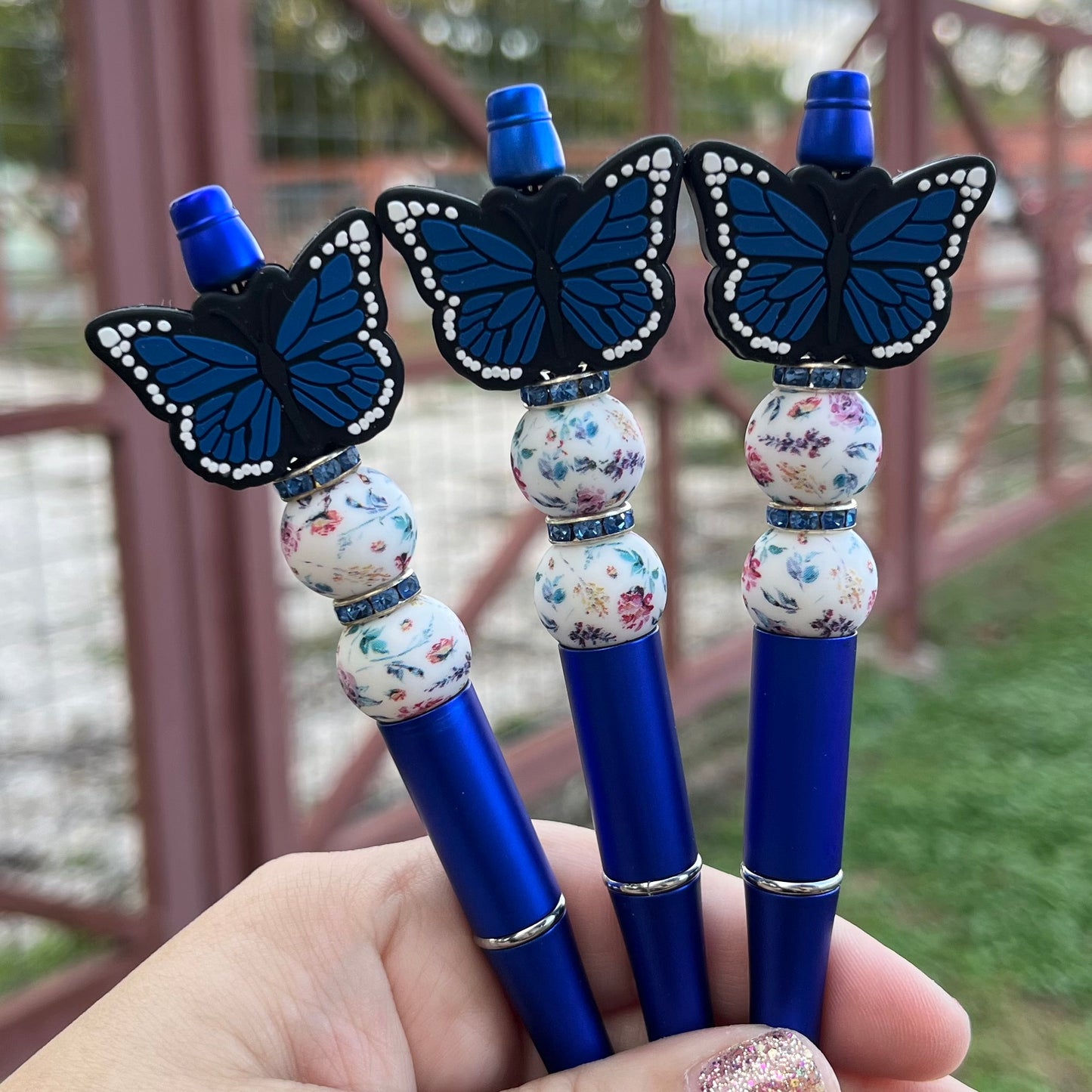 Butterfly Silicone Bead Pen | Blue