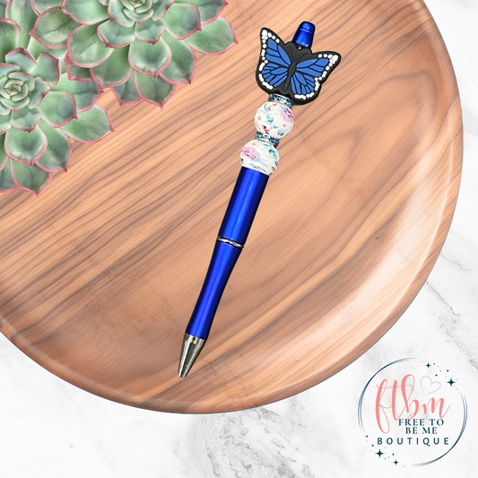 Butterfly Silicone Bead Pen | Blue