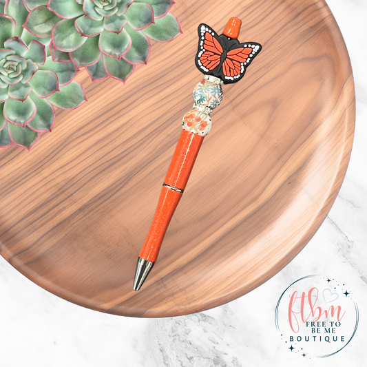 Butterfly Silicone Bead Pen | Orange