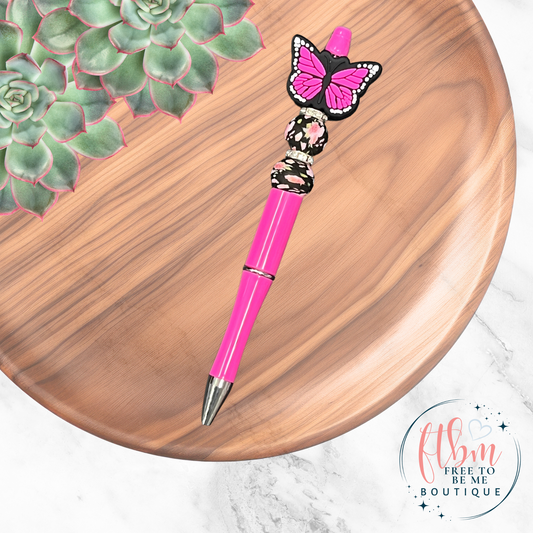 Butterfly Silicone Bead Pen | Pink