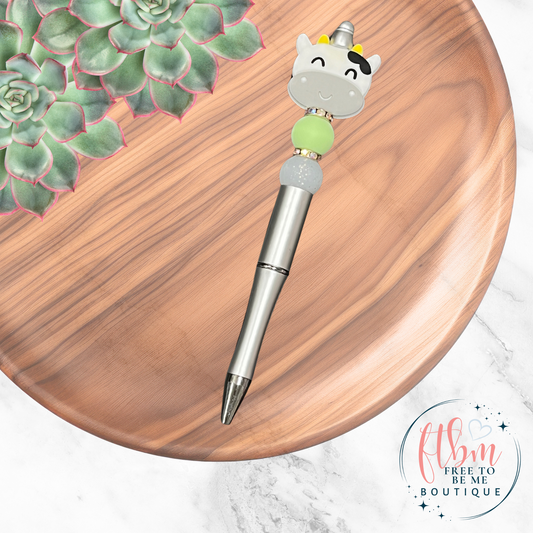 Cute Cow Silicone Bead Pen