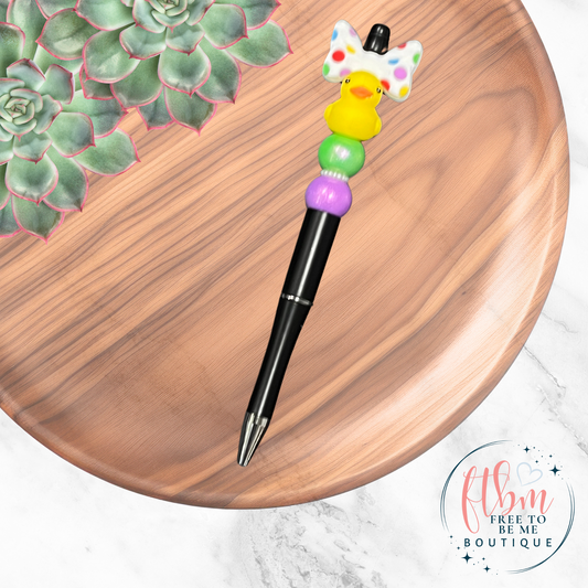 Ducky with Bow Silicone Bead Pen