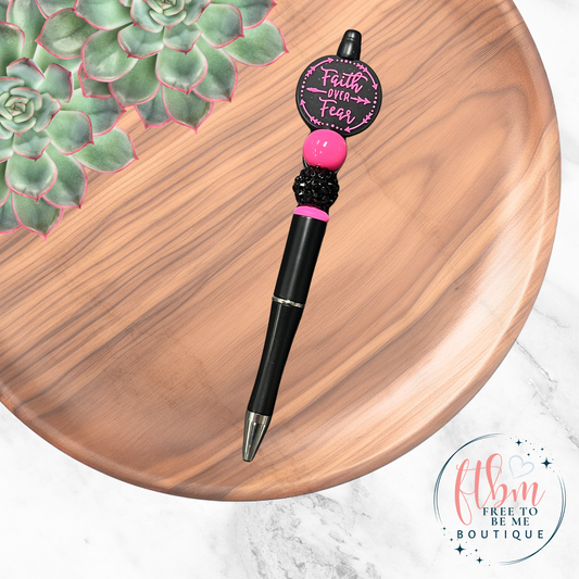 Faith Over Fear Silicone Bead Pen | Pink