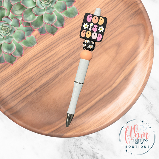 God is Good Silicone Bead Pen | Pink & Peach