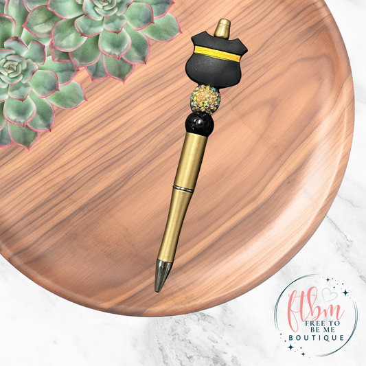 Gold Line Badge Silicone Bead Pen