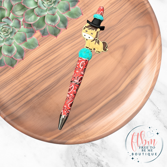 Cowboy Hat Horse Silicone Bead Happy Hanki Pen