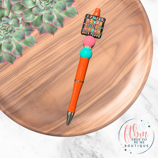 I Prefer Books Over People Silicone Bead Pen