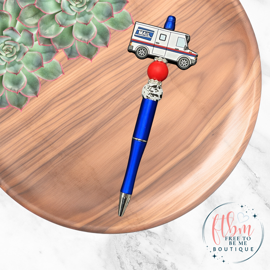 Mail Delivery Truck Silicone Bead Pen