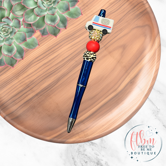 3D Mail Delivery Truck Silicone Bead Pen