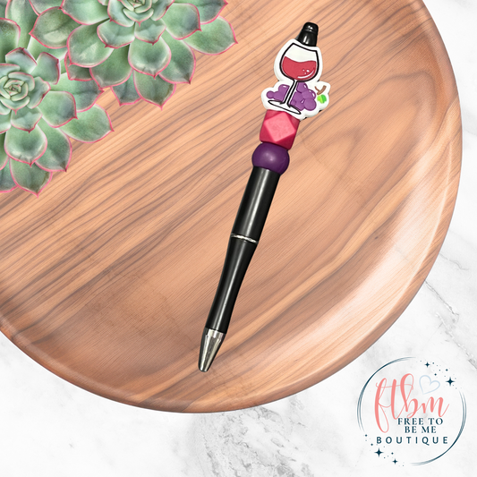 Wine Glass Silicone Bead Pen