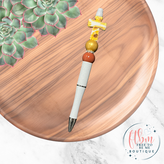 Sunflower Cross Silicone Bead Pen
