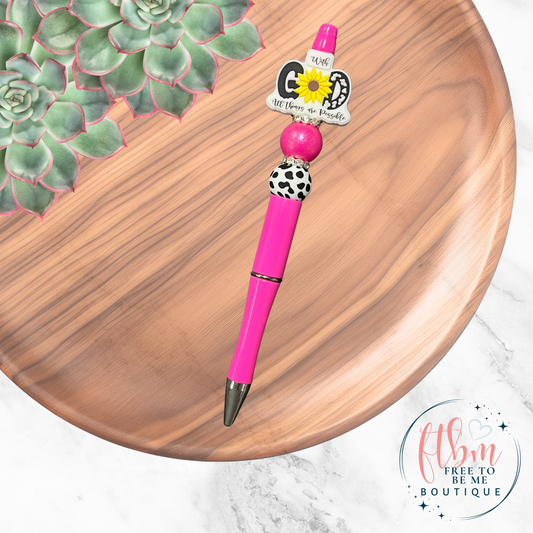 With God All Things Are Possible Silicone Bead Pen | Pink