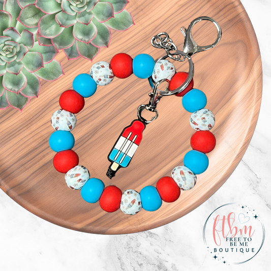 Popsicle Silicone Bead Wristlet with Popsicle Charm